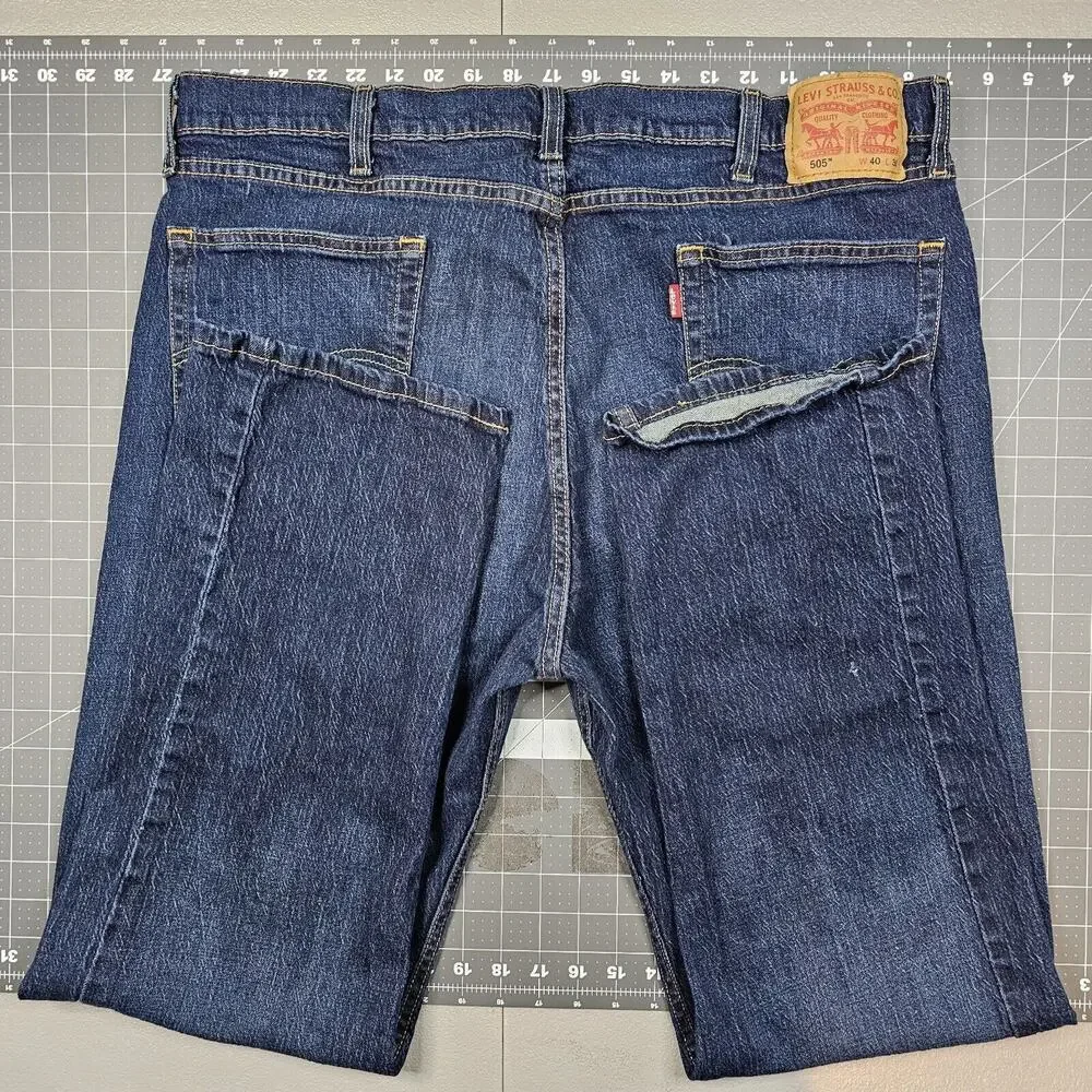 Levis 505 Jeans Mens 40x30 Blue Straight Fit Preppy Work Heritage Classic Biker